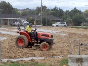 Half finished tennis court